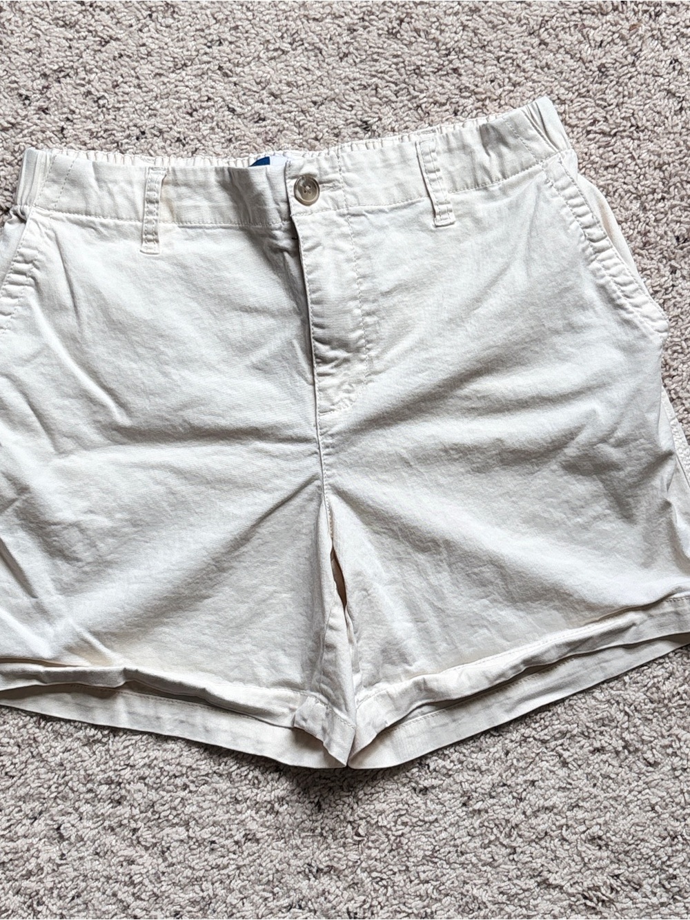 Old Navy Cream Everyday Back Elastic Waist Cotton Spandex Chino Shorts women’s M